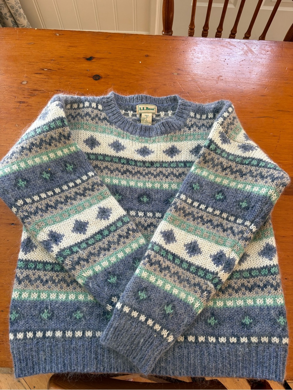 L.L. Bean Women’s Mohair Wool Sweater Fair Isle